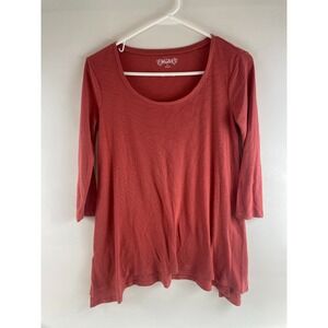 Mudd T-Shirt Women's Size Small Salmon 3/4 Sleeve Round Neck Ribbed Pull Over